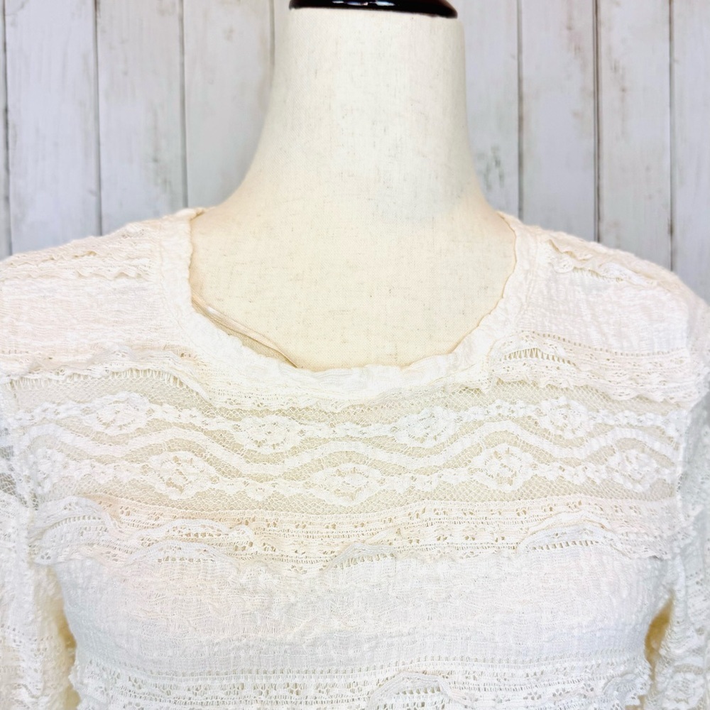 H&M | Cream Lace Long Sleeve Top - Picture 3 of 11